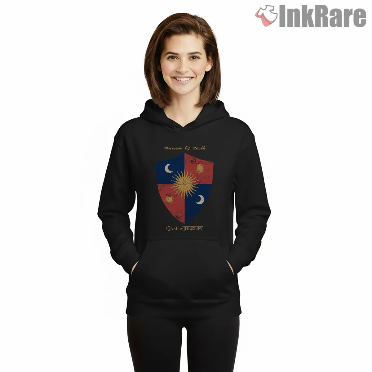 Brienne Of Tarth Sigil Inspired Noble Crest Hoodie Black Brienne Of Tarth Sigil Inspired Noble Crest Shirt on black hoodie for women graphic tee