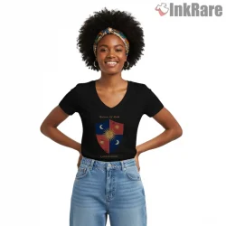 Brienne Of Tarth Sigil Inspired Noble Crest Shirt on black v-neck shirt for women graphic tee