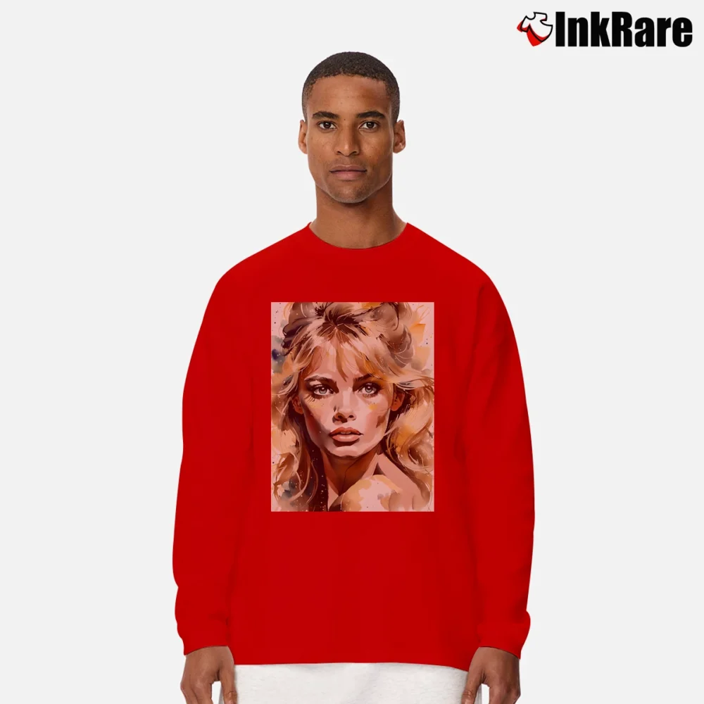Men’s Brigitte Bardot Painting Long-Sleeve Shirt in red | Sleek, Lightweight, Year-Round Wear