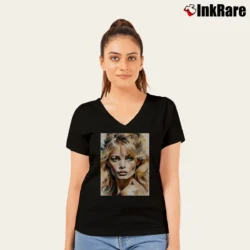 Women’s Brigitte Bardot Painting V-Neck Tee in black | Chic Neckline, Soft Texture