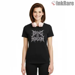 Bring Me The Horizon Deathcore Logo Shirt on black short sleeve shirt for women graphic tee