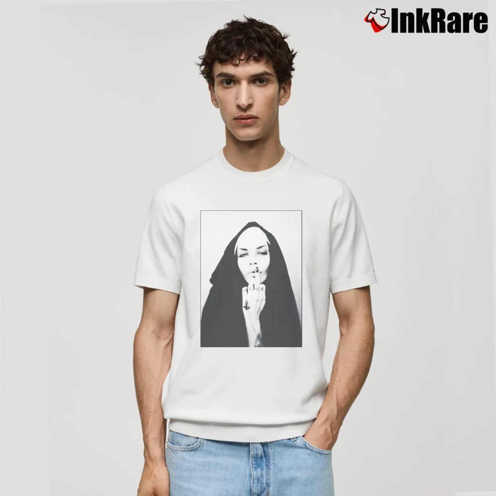 Men’s Bring Me The Horizon Nun Finger Graphic Classic T-Shirt in white | Soft, Breathable Everyday Wear