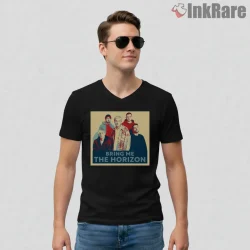 Bring Me The Horizon Retro Band Portrait Shirt on black v-neck shirt for men graphic tee