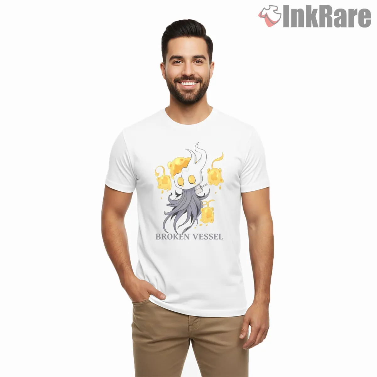 Broken Vessel Ghost Flame Dark Hollow Knight Shirt on white short sleeve shirt for men graphic tee