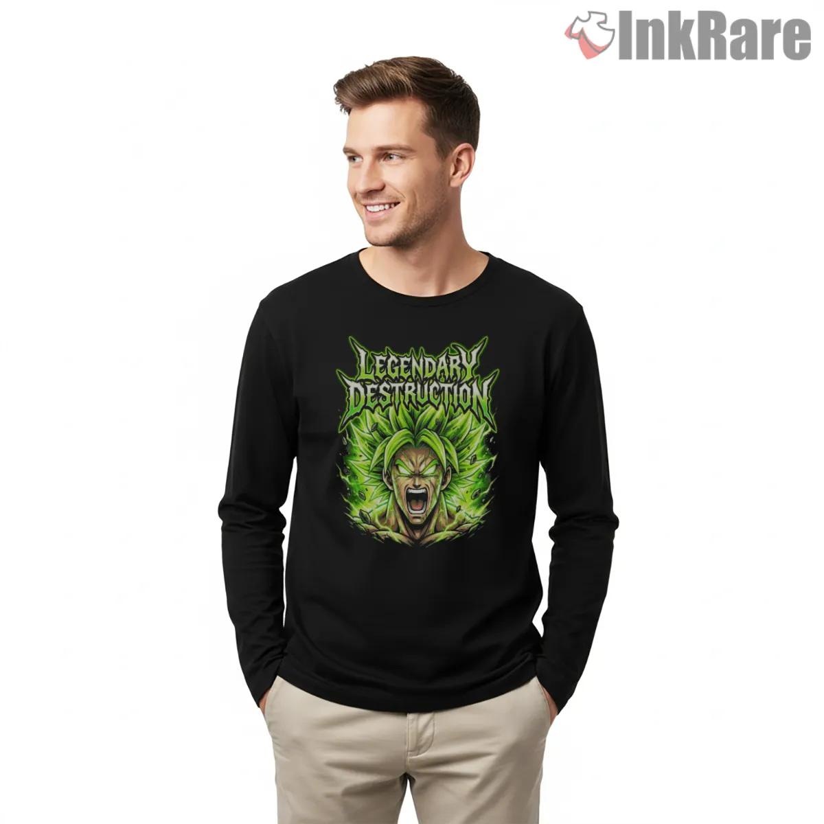 Broly Legendary Destruction Rage Shirt on black long sleeve shirt for men graphic tee