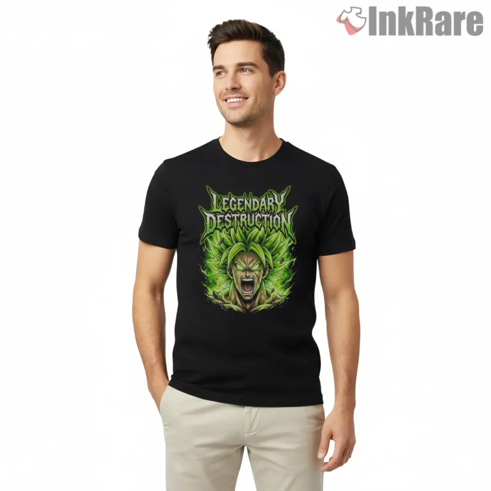 Broly Legendary Destruction Rage Shirt on black short sleeve shirt for men graphic tee