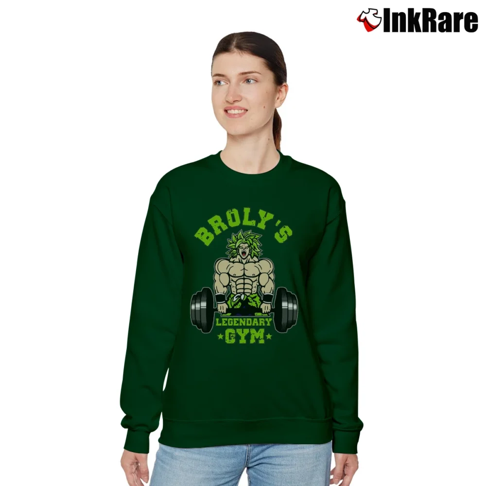 Women’s Broly Legendary Gym Workout Dragon Ball Relaxed Sweatshirt in forest green | Soft, Laid-Back Vibe