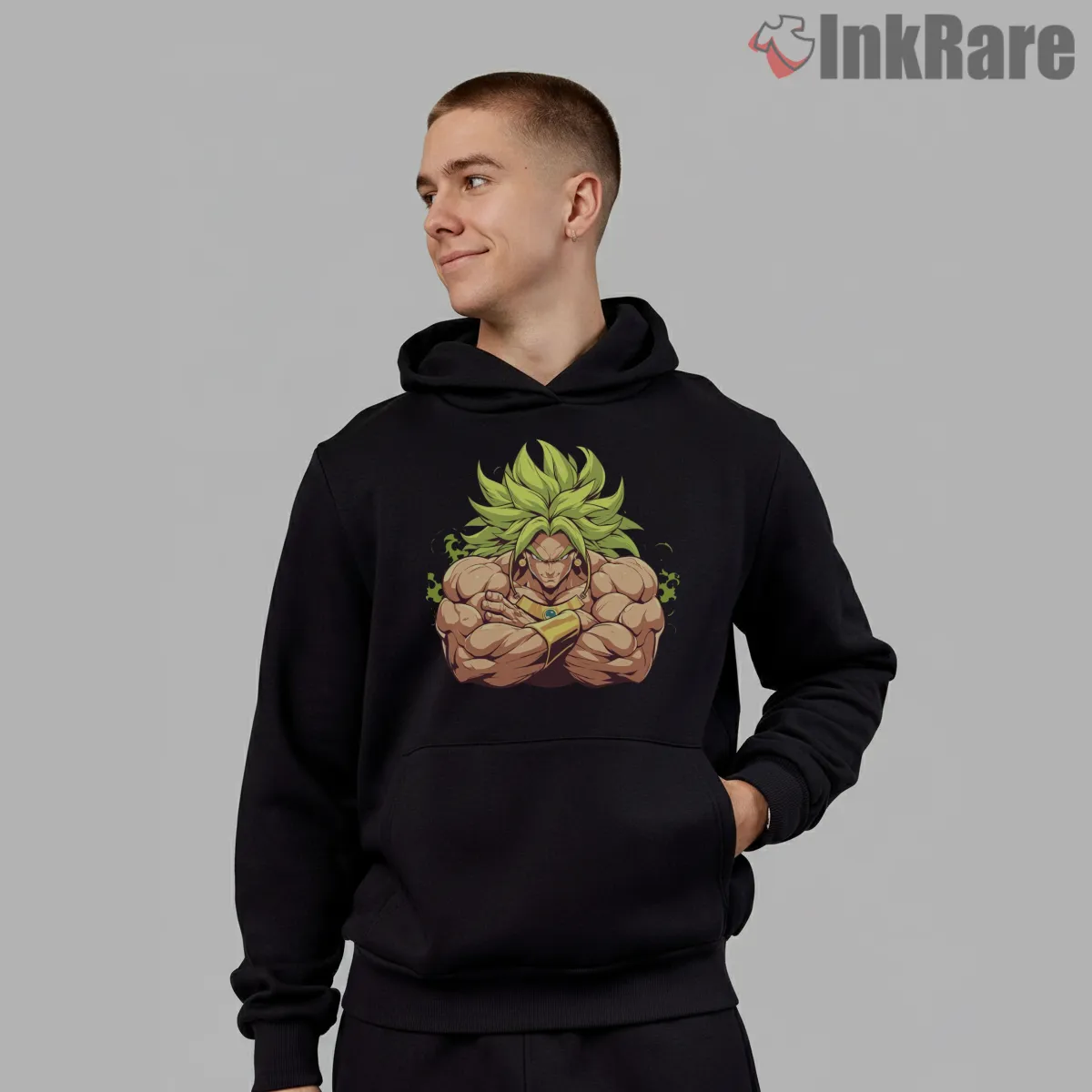 Broly Legendary Muscle And Fury Shirt on black hoodie for men graphic tee