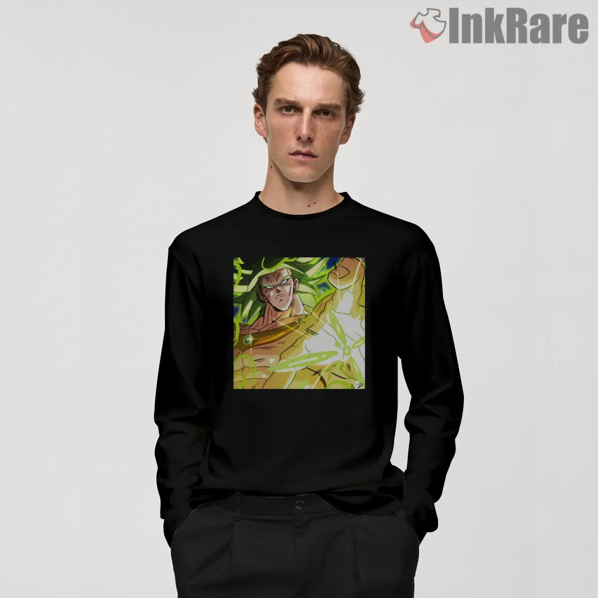 Broly Legendary Super Saiyan Power Surge Long Sleeve Black Broly Legendary Super Saiyan Power Surge Shirt on black long sleeve shirt for men graphic tee