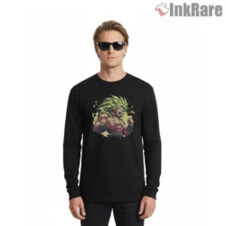 Broly Rage Mode Fiery Kanji Shirt on black long sleeve shirt for men graphic tee