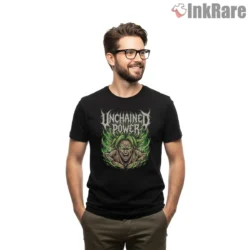 Broly Unchained Power Metal Lettering Shirt on black short sleeve shirt for men graphic tee