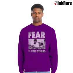 Men’s Bruce Fear Is For Others Quote Crewneck Sweatshirt in purple | Cozy Fabric, Clean Style