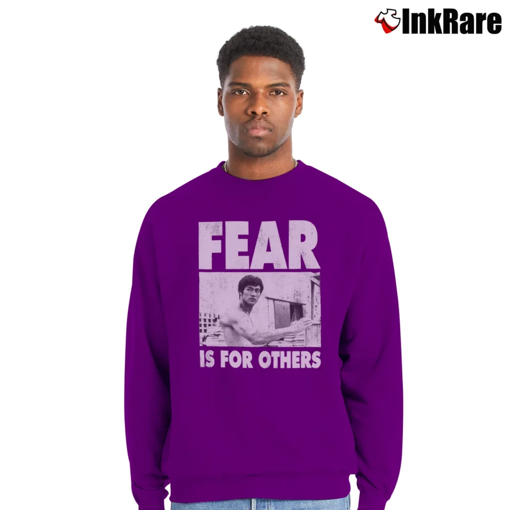 Men’s Bruce Fear Is For Others Crewneck Sweatshirt in purple | Cozy Fabric, Clean Style