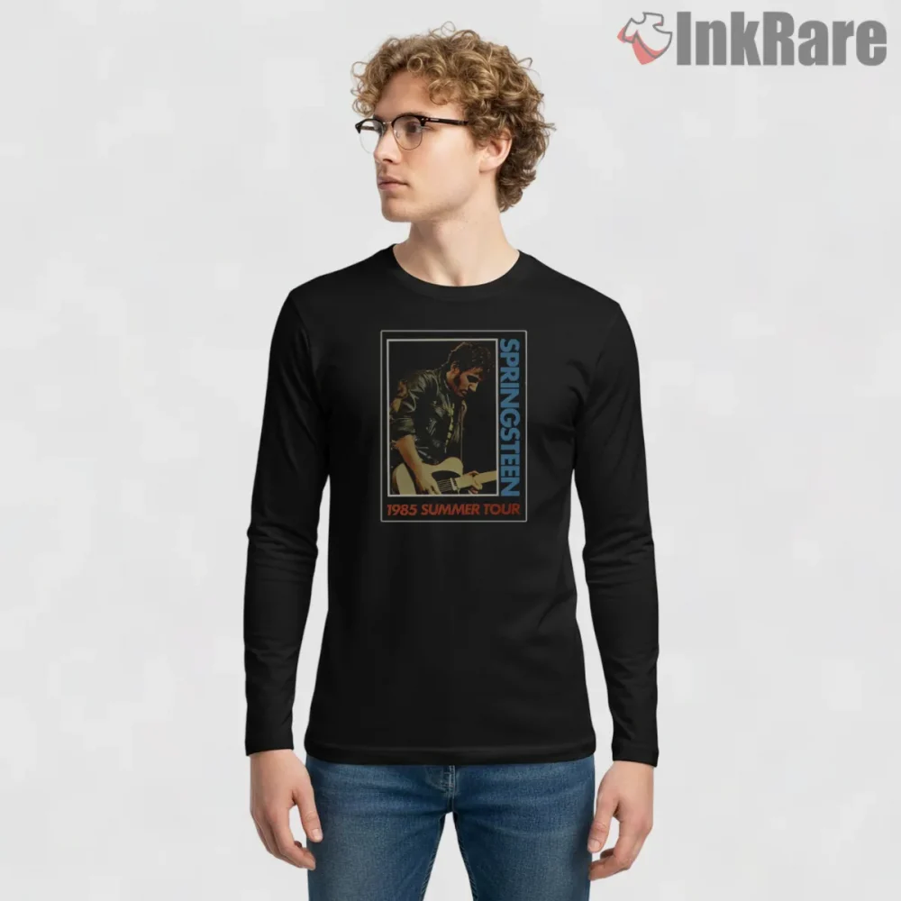 Bruce Springsteen 1985 Summer Tour Vintage Frame Shirt on black long sleeve shirt for men graphic tee