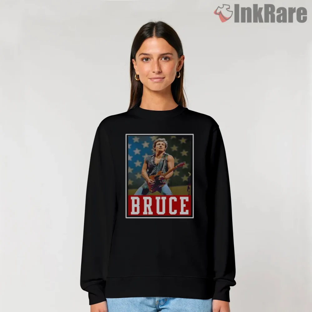 Bruce Springsteen American Flag Bold Typography Performance Shirt on graphic shirt for women graphic tee