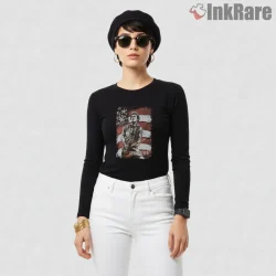 Bruce Springsteen American Flag Performance Grunge Shirt on black long sleeve shirt for women graphic tee