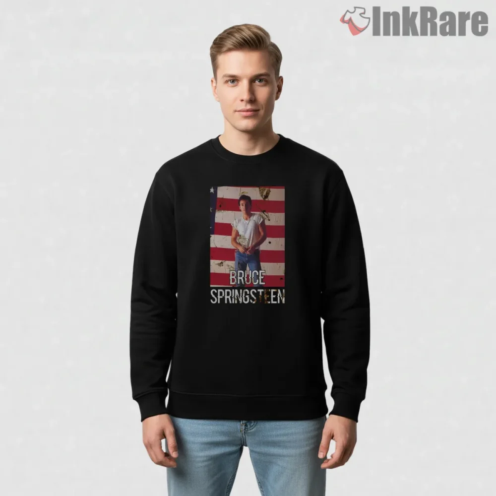 Bruce Springsteen Americana Flag Portrait Retro Shirt on graphic shirt for men graphic tee
