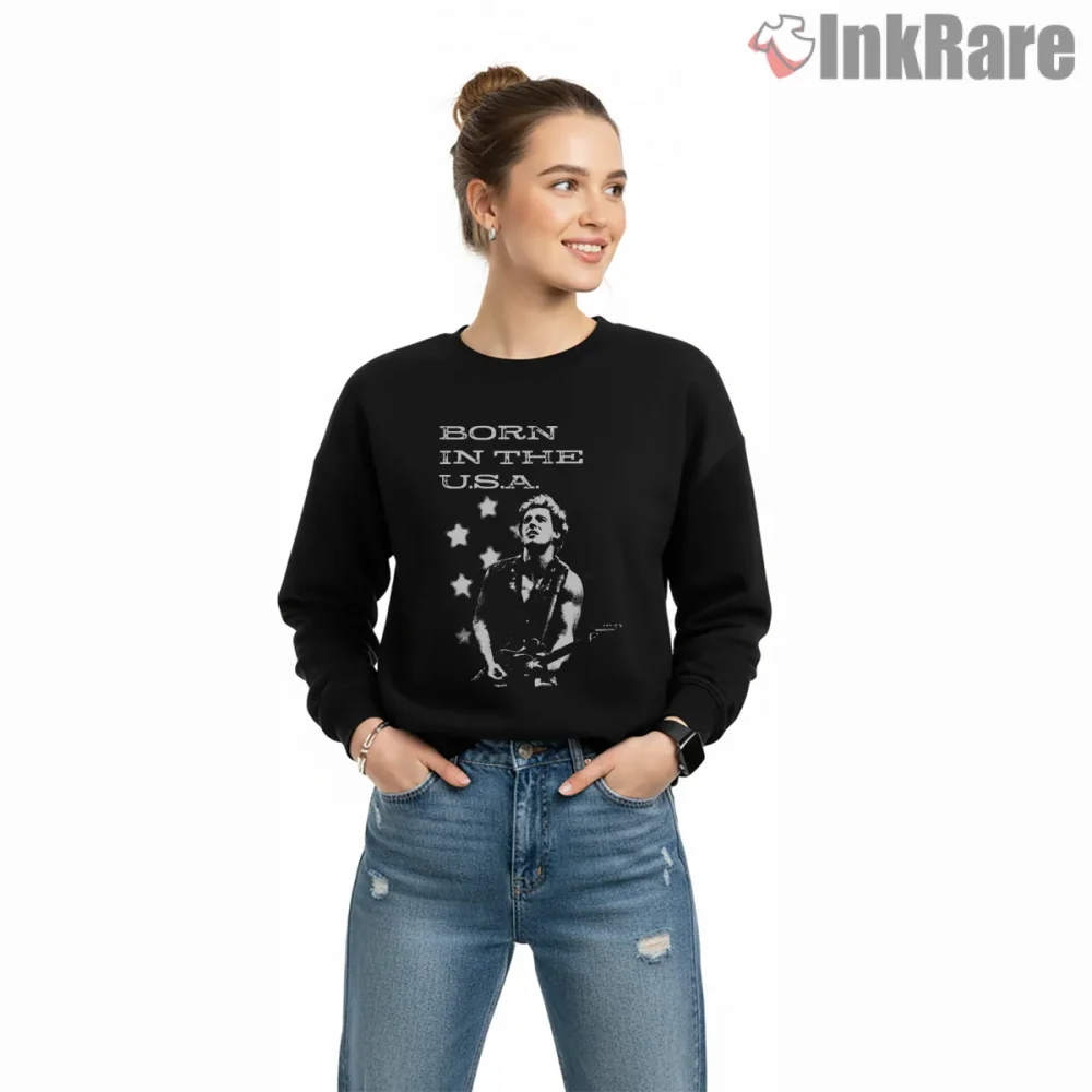Bruce Springsteen Born In The Usa Black And White Portrait Shirt on graphic shirt for women graphic tee