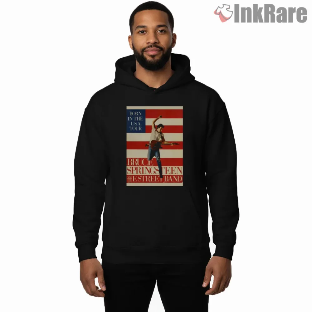 Bruce Springsteen Born In The Usa Tour Poster Retro Shirt on black hoodie for men graphic tee