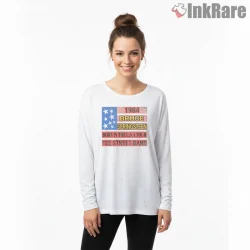 Bruce Springsteen Born In The Usa Tour Vintage Flag Shirt on white long sleeve shirt for women graphic tee