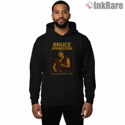 Bruce Springsteen Born In The Usa Tour Vintage Poster Shirt on black hoodie for men graphic tee