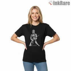 Bruce Springsteen Classic Black And White Guitar Performance Shirt on black short sleeve shirt for women graphic tee