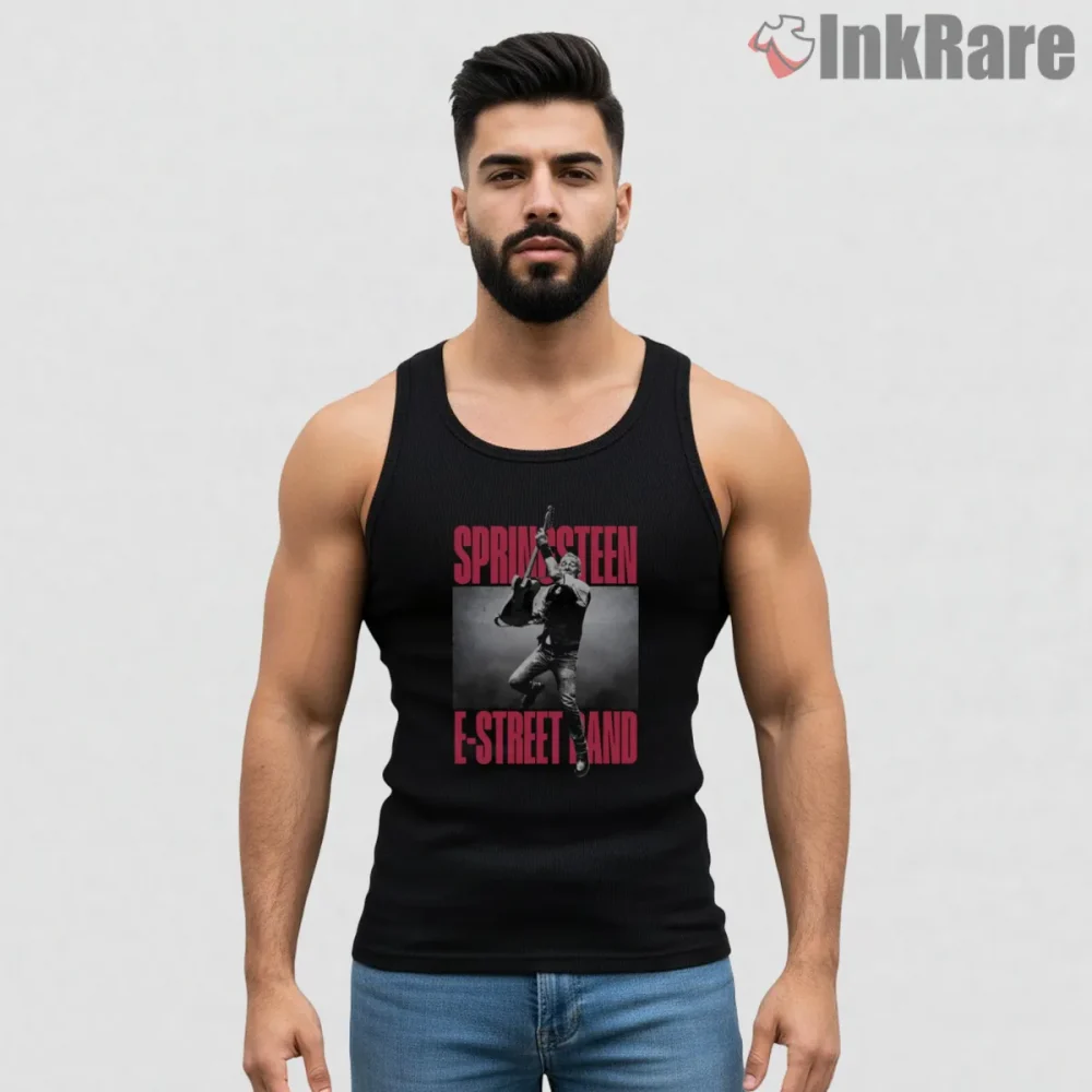 Bruce Springsteen E Street Band Jumping Performance Shirt on black tank top for men graphic tee