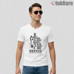 Bruce Springsteen Guitar Quote Minimal Vintage Shirt on white v-neck shirt for men graphic tee