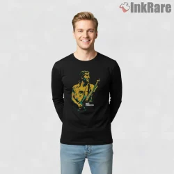 Bruce Springsteen High Contrast Vintage Guitar Performance Shirt on black long sleeve shirt for men graphic tee