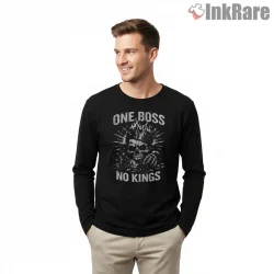 Bruce Springsteen One Boss No Kings Skull Crown Statement Shirt on black long sleeve shirt for men graphic tee
