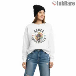 Bruce Springsteen Retro Circle Guitar Badge Shirt on graphic shirt for women graphic tee