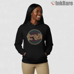 Bruce Springsteen Retro Circle Lines Born In The Usa Shirt on black hoodie for women graphic tee