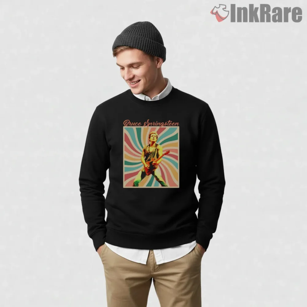 Bruce Springsteen Retro Spiral Concert Poster Fan Art Shirt on graphic shirt for men graphic tee