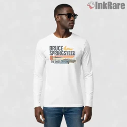 Bruce Springsteen The Boss Vintage Car Guitar Shirt on white long sleeve shirt for men graphic tee