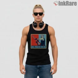 Bruce Springsteen Tour 2026 Bold Pop Art Guitar Shirt on black tank top for men graphic tee