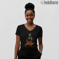 Bruce Springsteen Tour 2026 Neon Script Performance Shirt on black v-neck shirt for women graphic tee