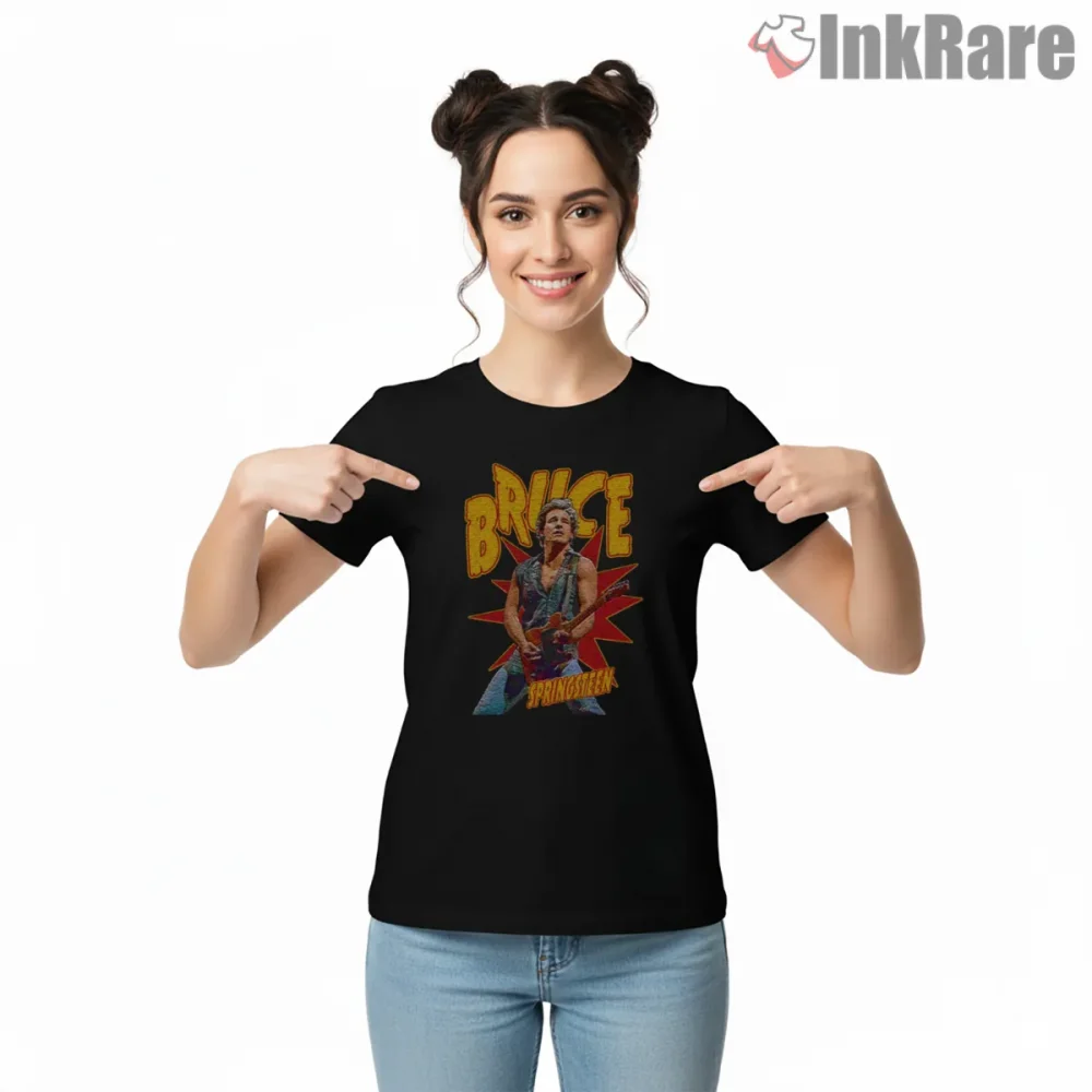 Bruce Springsteen Vintage Burst Graphic Live Guitar Shirt on black short sleeve shirt for women graphic tee