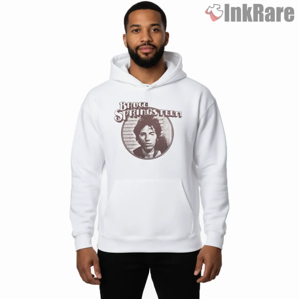 Bruce Springsteen Vintage Portrait Classic Stamp Shirt on white hoodie for men graphic tee