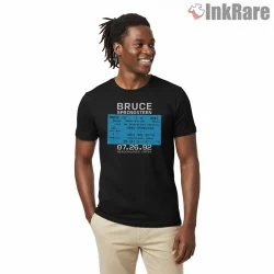Bruce Springsteen Vintage Ticket Stub Concert Shirt on black short sleeve shirt for men graphic tee