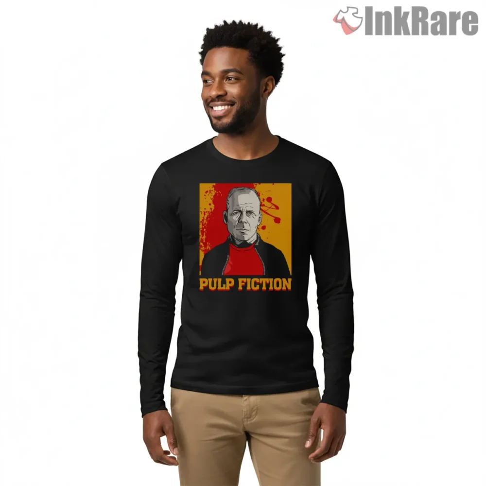 Bruce Willis Butch Portrait Shirt on black long sleeve shirt for men graphic tee