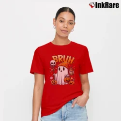 Women’s Bruh Ghost Halloween Trick Or Treat Candy T-Shirt in red | Soft, Flattering Fit