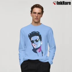 Men’s Bruno Mars Tribute Music Long-Sleeve Shirt in light blue | Sleek, Lightweight, Year-Round Wear