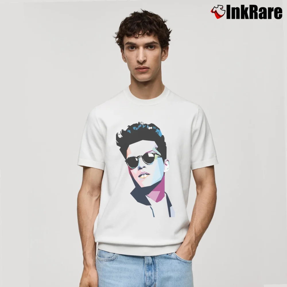 Men’s Bruno Mars Tribute Music Classic T-Shirt in white | Soft, Breathable Everyday Wear