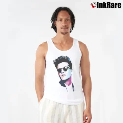 Men’s Bruno Mars Tribute Music Tank Top in white | Breathable, Active-Friendly Design
