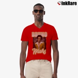 Men’s Bruno Mars Yellow Suit V-Neck Tee in red | Sharp, Breathable, Everyday Staple