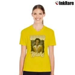 Women’s Bruno Mars Yellow Suit V-Neck Tee in yellow | Chic Neckline, Soft Texture