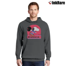 Men’s Brunswick Snoopy Bowling Peanuts Retro Tourist Pullover Hoodie in charcoal | Cozy, Durable, Modern Fit