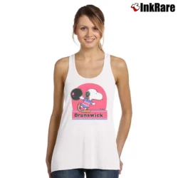 Women’s Brunswick Snoopy Bowling Peanuts Retro Tourist Tank Top in white | Lightweight, Movement-Friendly