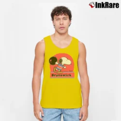 Men’s Brunswick Snoopy Bowling Peanuts Retro Tourist Tank Top in yellow | Breathable, Active-Friendly Design