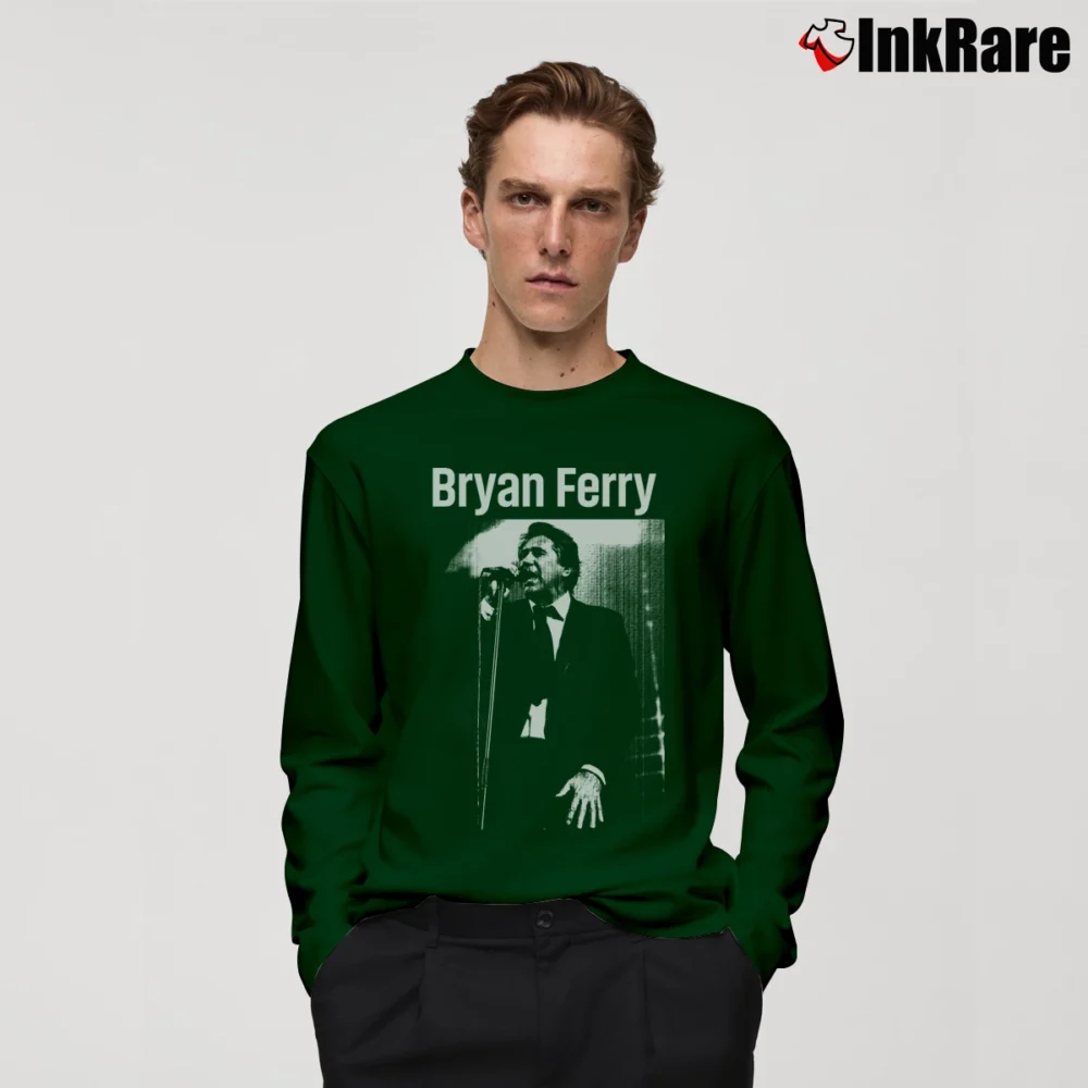 Men’s Bryan Ferry Stone Woman Long-Sleeve Shirt in forest green | Sleek, Lightweight, Year-Round Wear